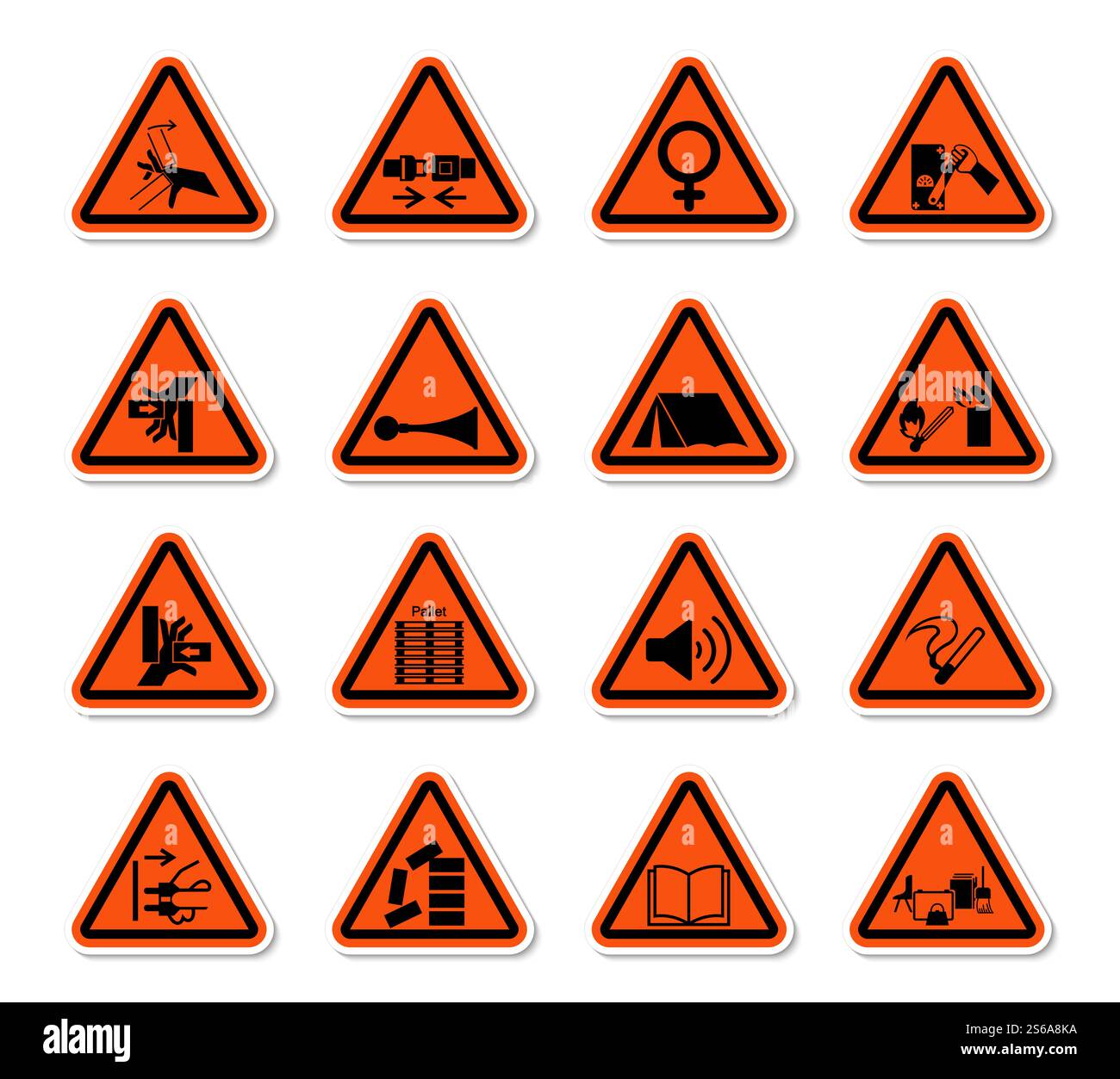 Triangular Warning Hazard Symbols labels Sign Isolate on White ...