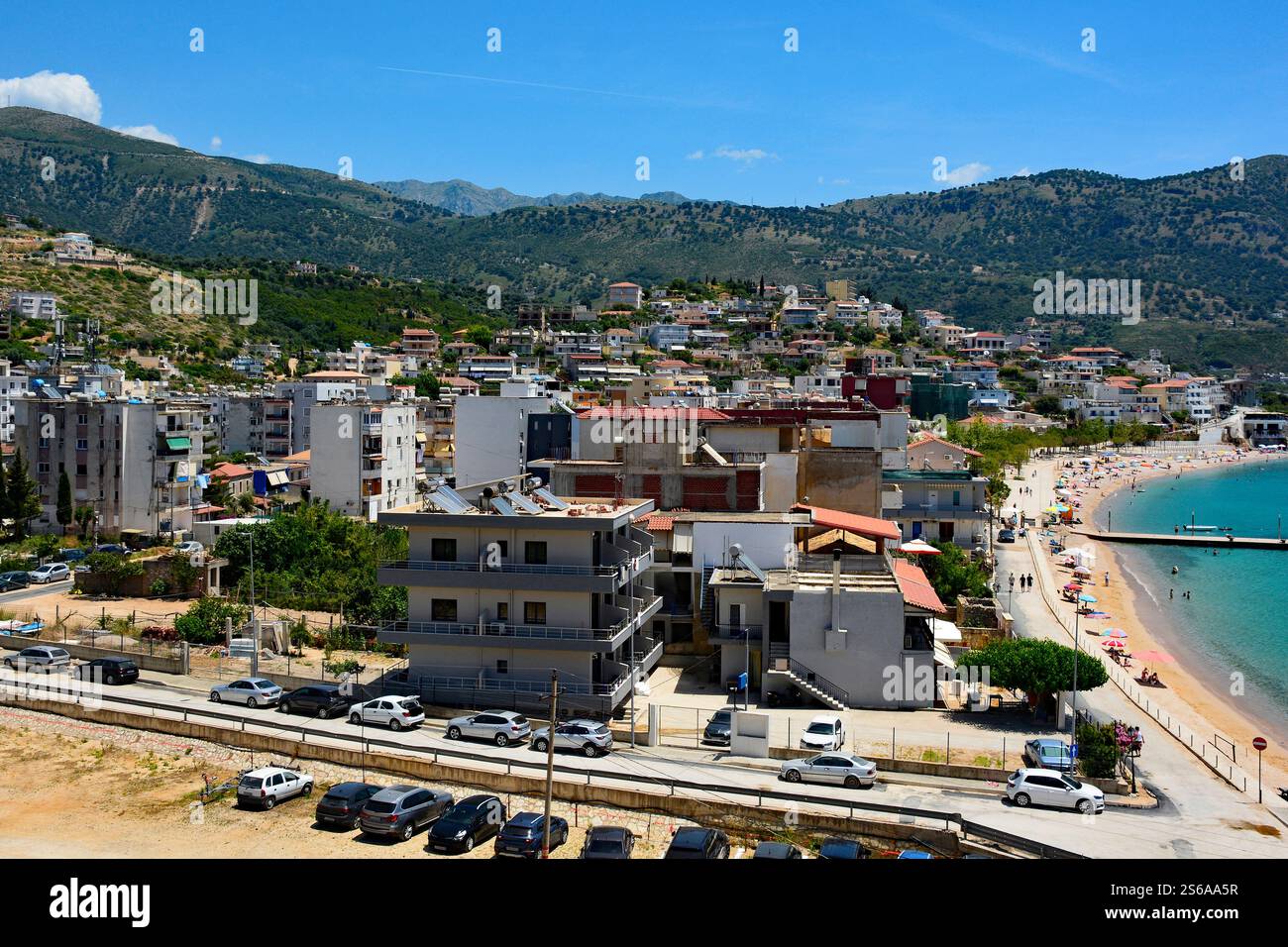 Himare on the coast of southern Albania, part of the Albanian Riviera ...