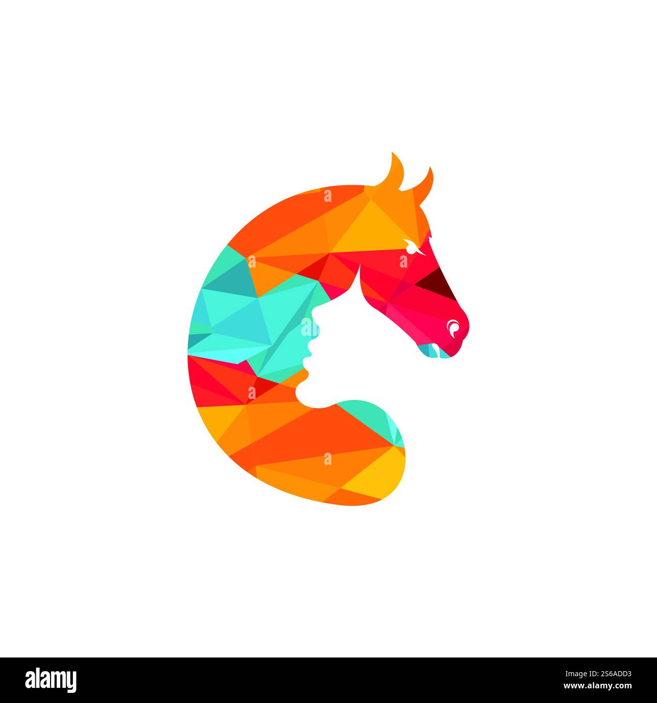 Picture of Women in horse vector logo design. Horse care or horse training logo ...