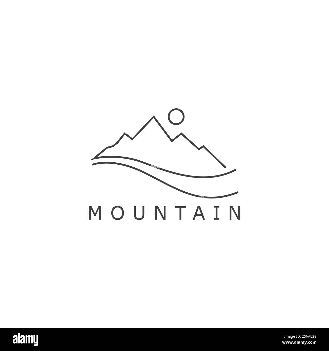 simple landscape line drawing of a mountain logo Stock Vector Image ...