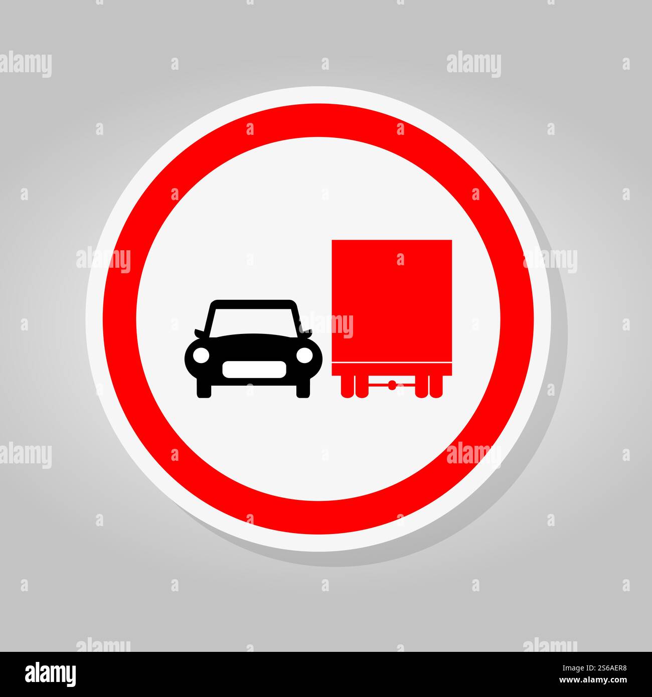 Prohibit Truck Do Not Overtake Traffic Road Sing Isolate On White ...