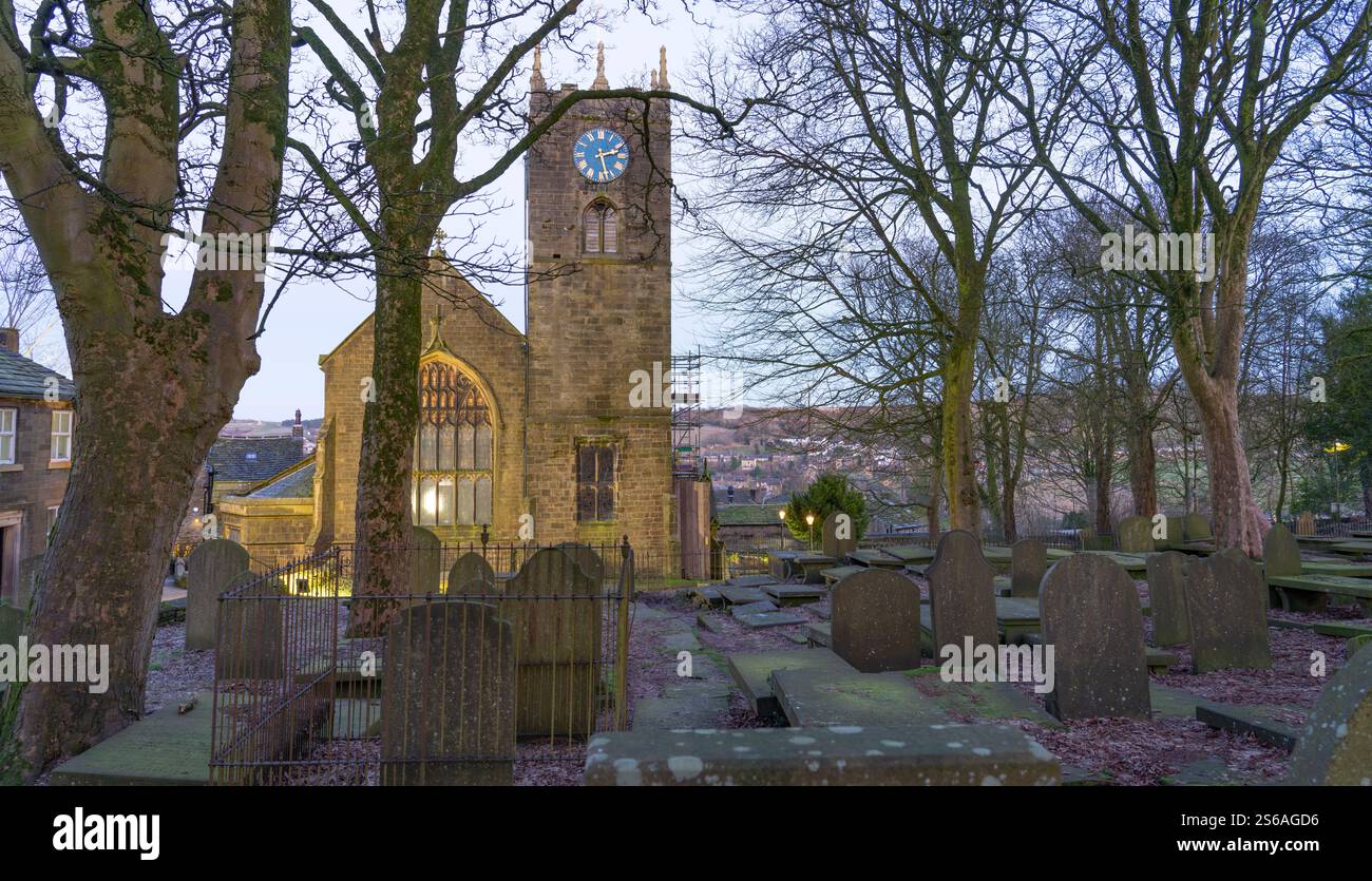 St Michael and All Angels Church, Haworth, West Yorkshire, made famous by the Bronte Family who lived next door. Pictured here in January 2025. Stock Photo