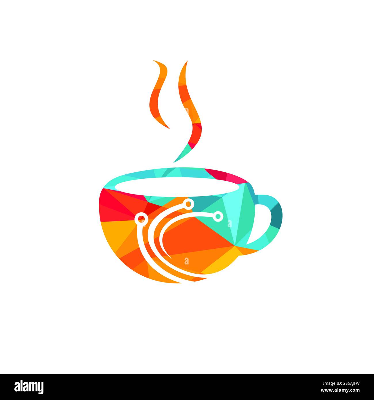 Coffee tech vector logo design. Digital coffee icon vector template ...