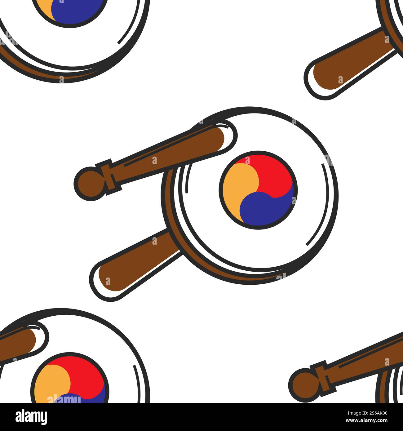 National musical instrument Korean tambourine seamless pattern vector ...