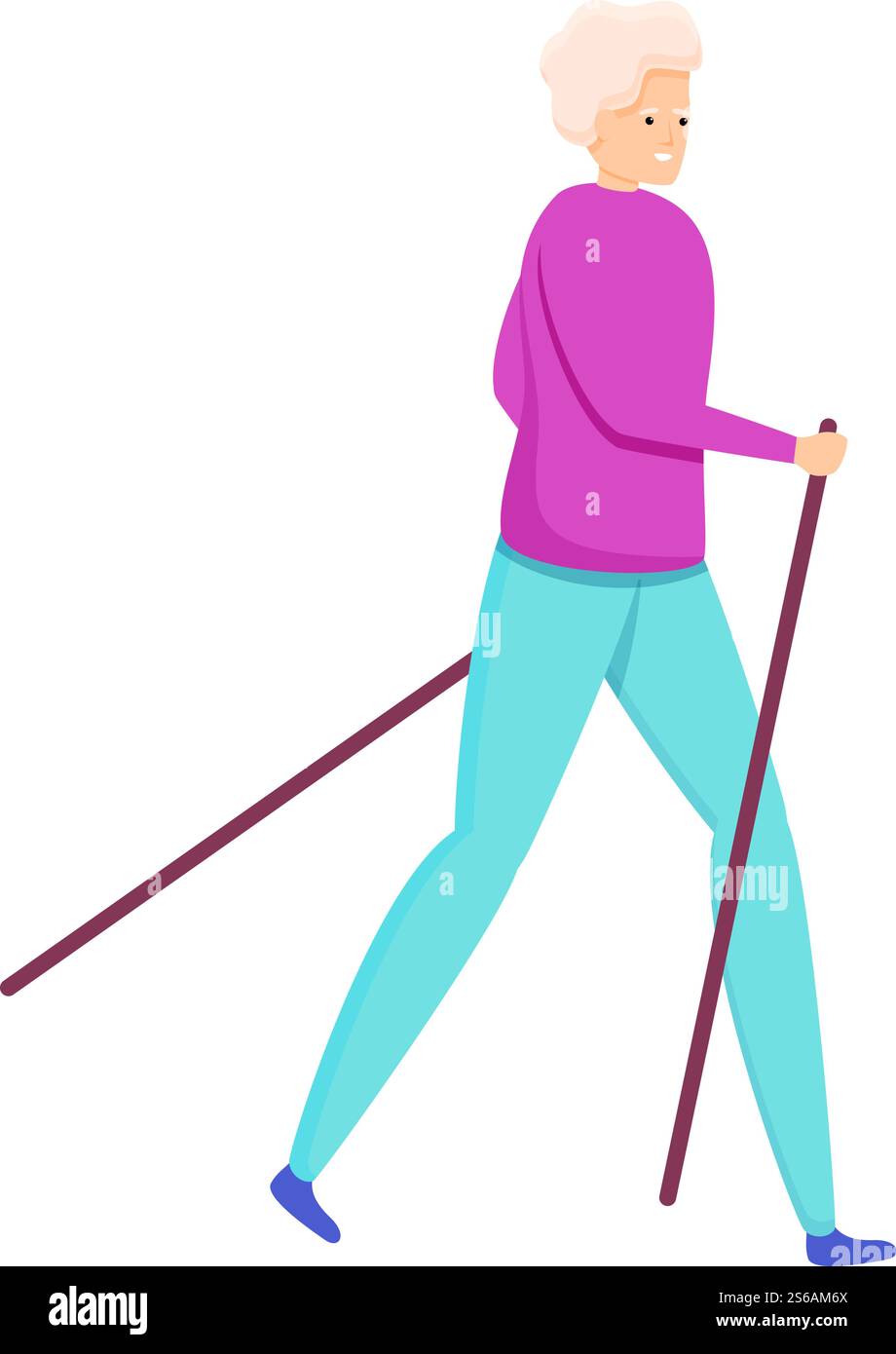 Hiking old woman icon. Cartoon of hiking old woman vector icon for web ...