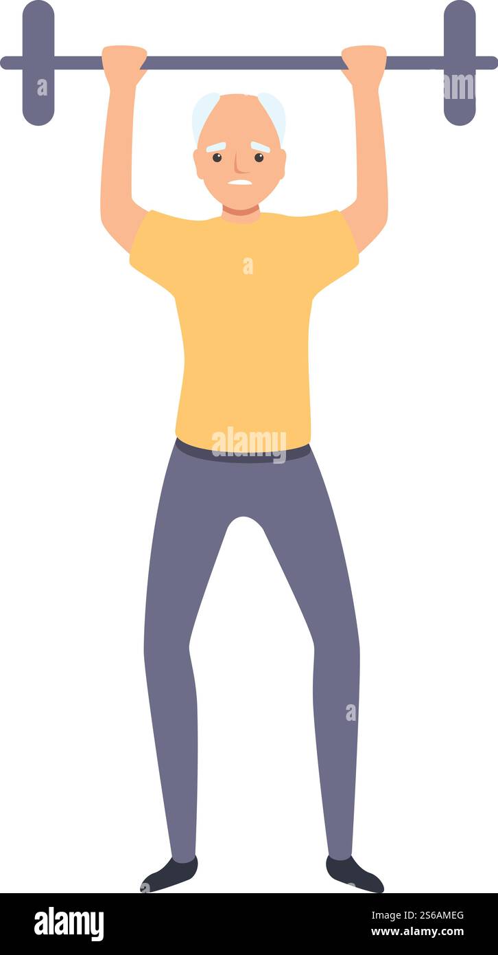 Senior man lift barbell icon. Cartoon of senior man lift barbell vector ...
