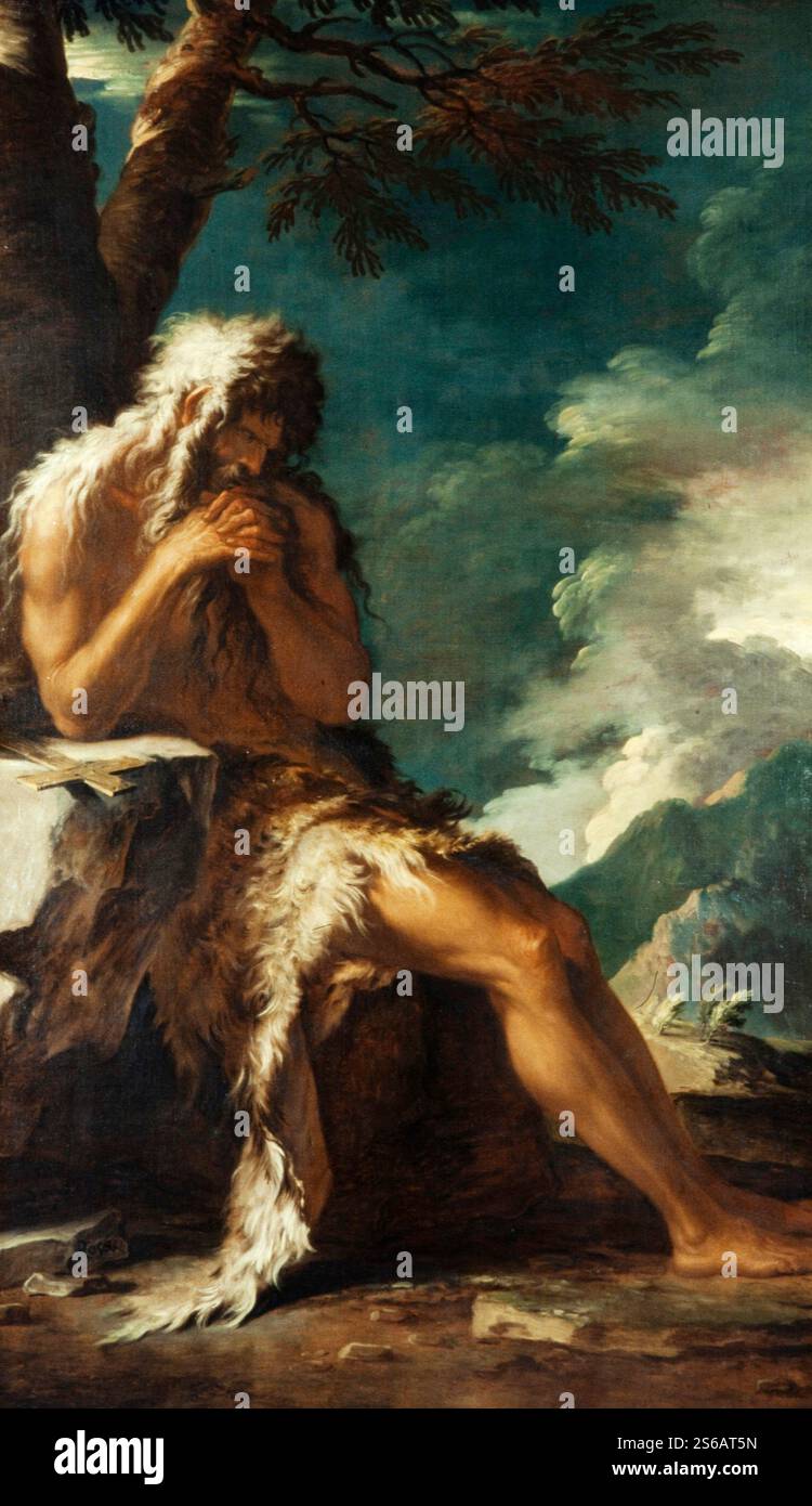 St. Onuphrius in Wilderness. Salvator Rosa. c. 1660. Stock Photo