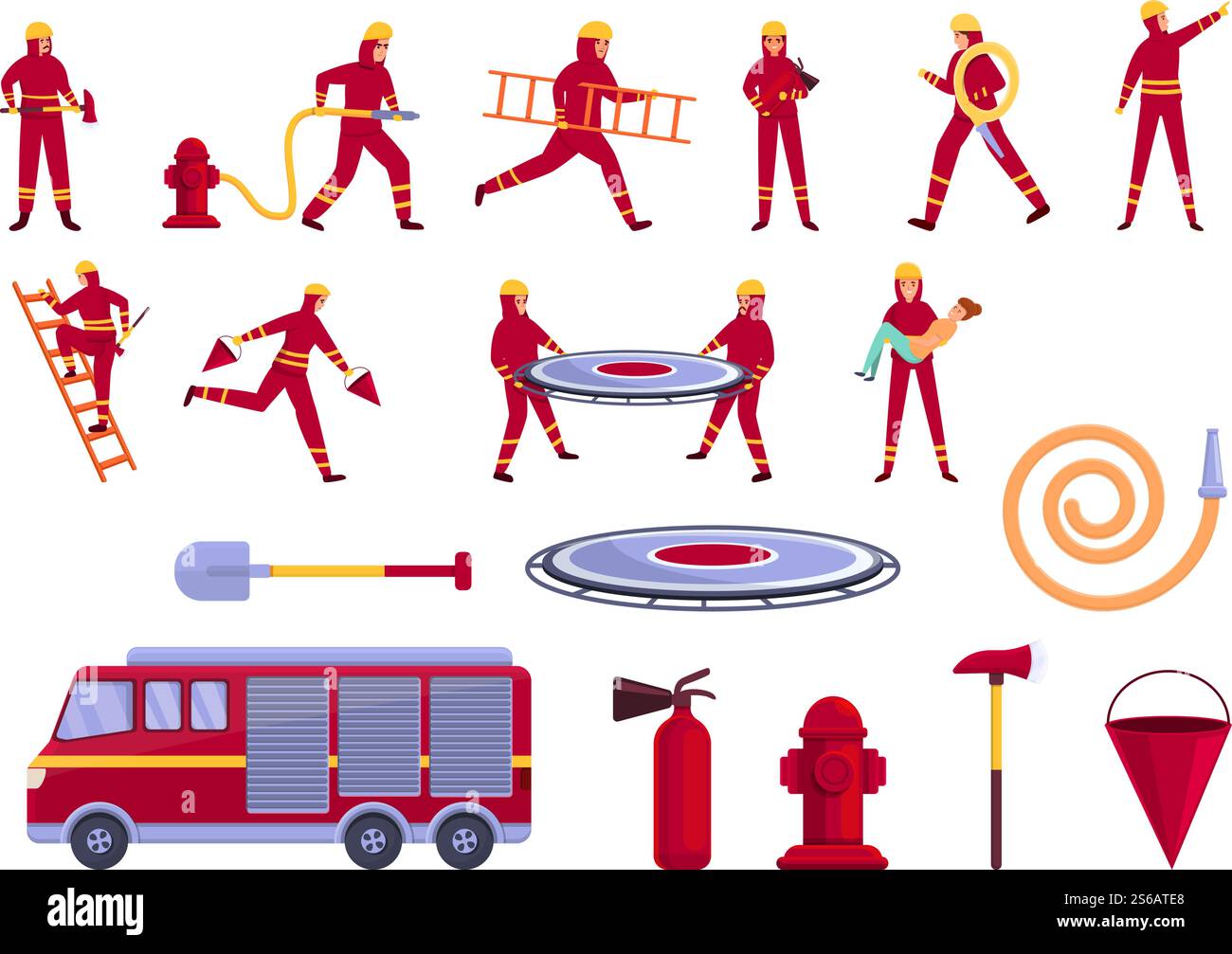 Rescuer icons set. Cartoon set of rescuer vector icons for web design ...