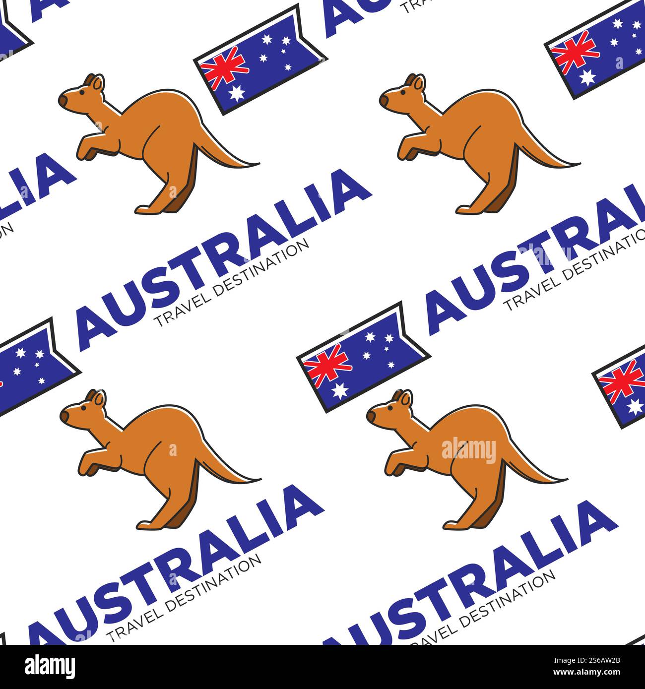 Australian symbol Kangaroo and national flag seamless pattern vector ...