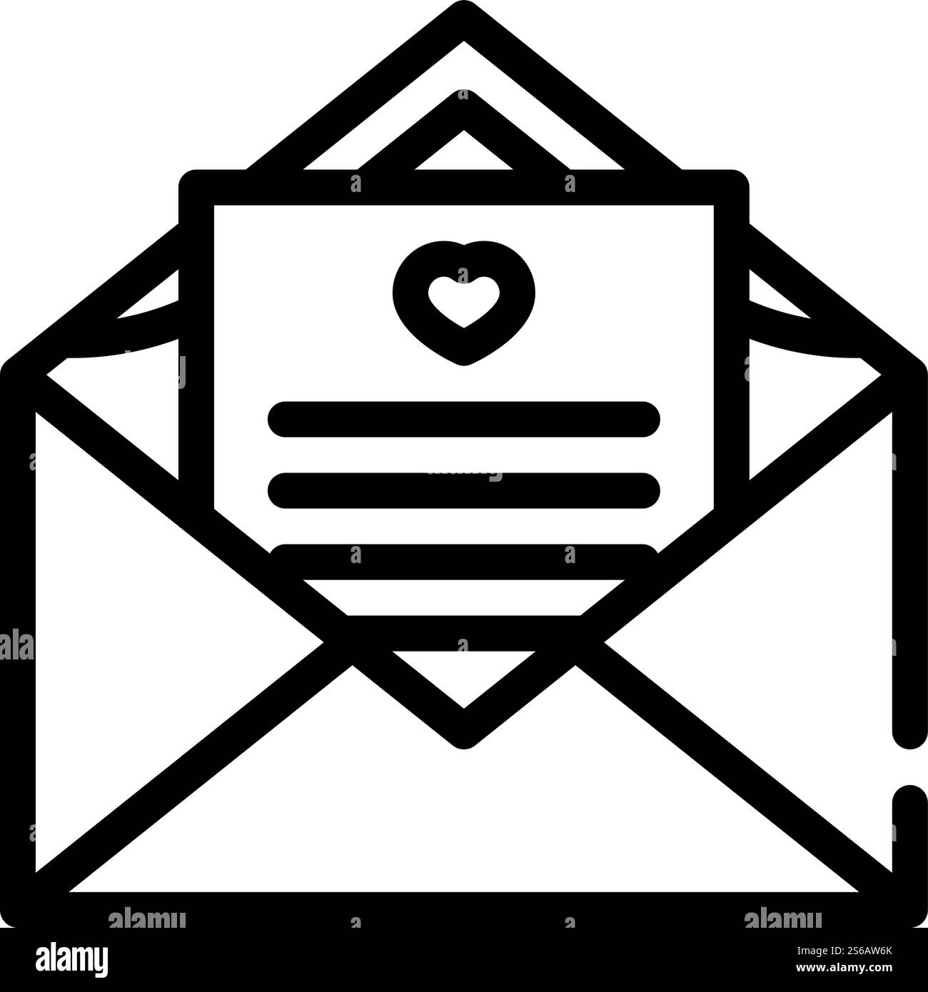 loving message letter line icon vector. loving message letter sign ...