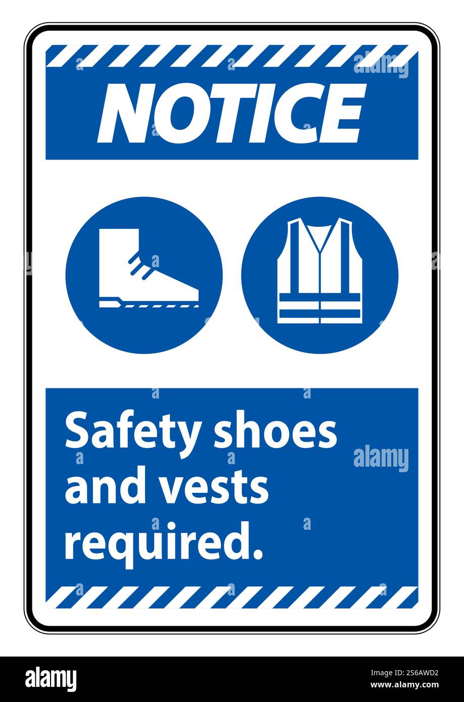 Notice Sign Safety Shoes And Vest Required With PPE Symbols on white ...