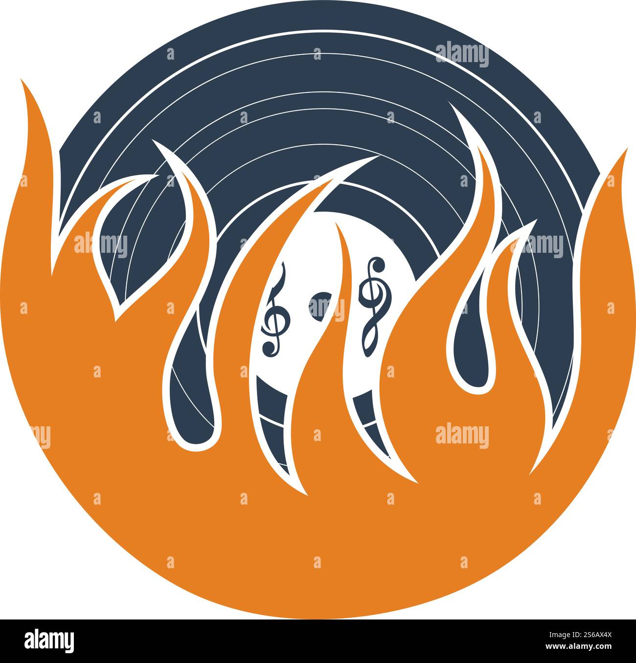 Flame Vinyl Icon. Flat Color Design. Vector Illustration. Stock Vector