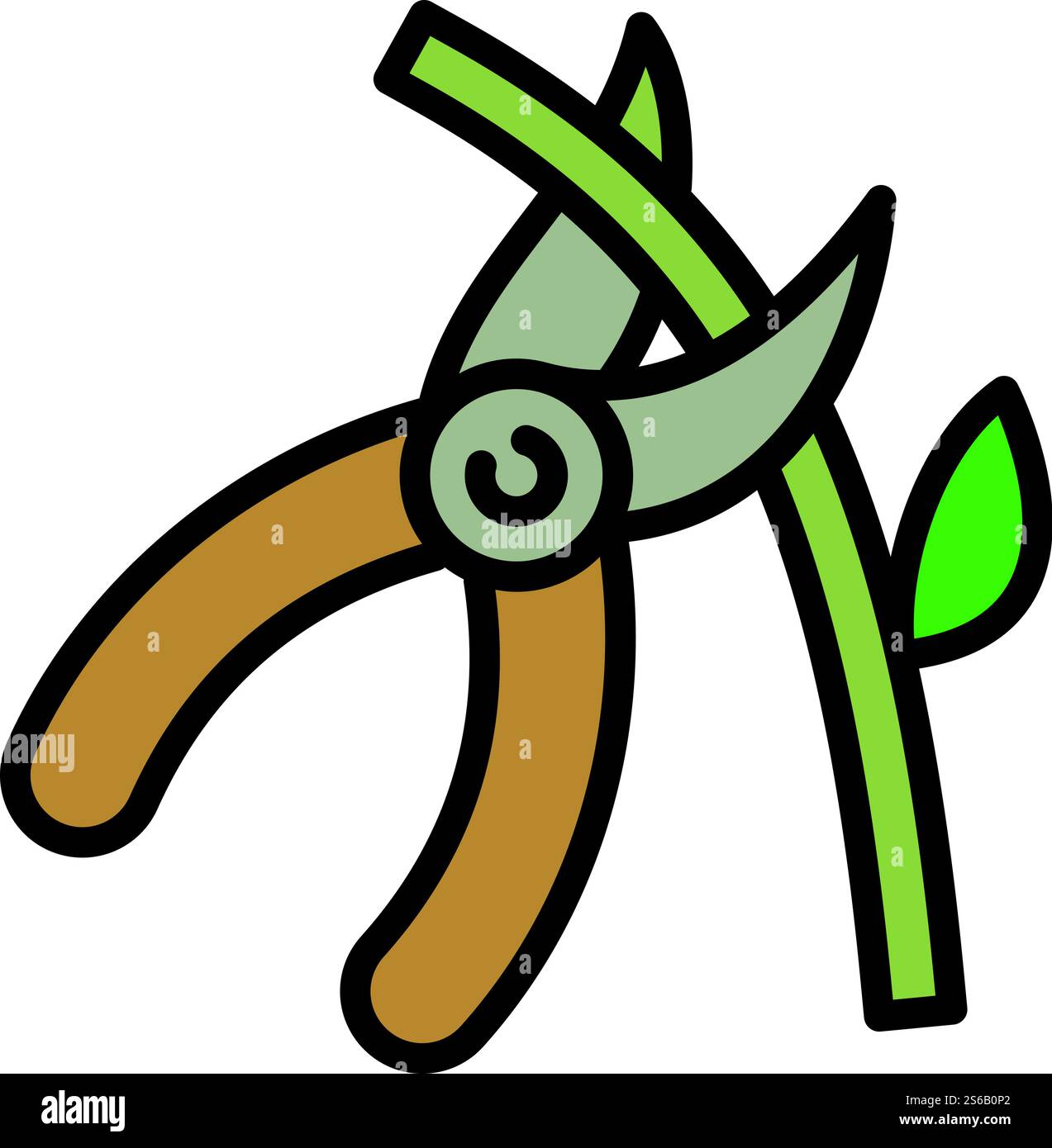 Secateurs cuts plant icon. Outline secateurs cuts plant vector icon for web design isolated on white background. Secateurs cuts plant icon, outline style Stock Vector