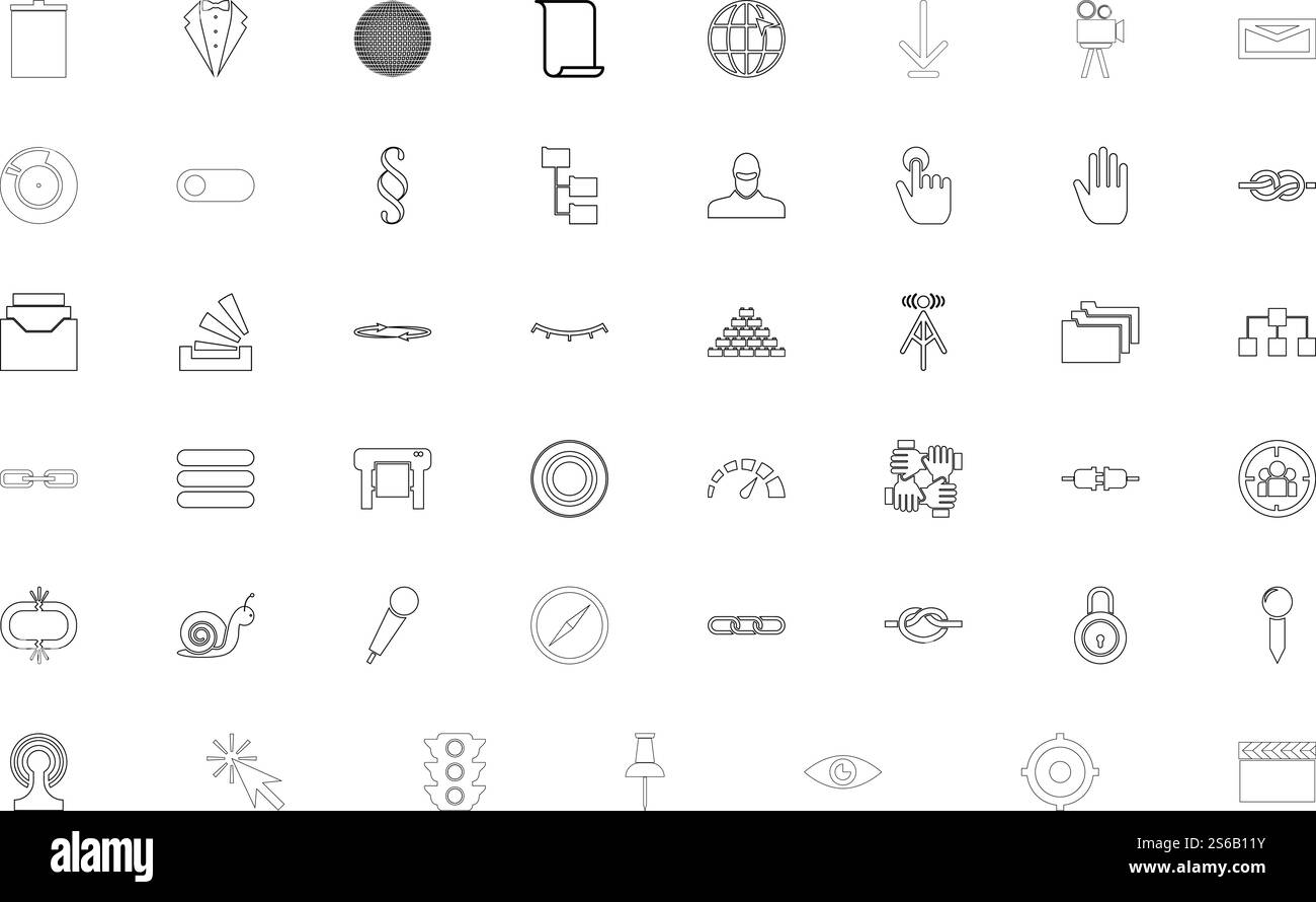 Web objects black color set outline style vector illustration. Web ...