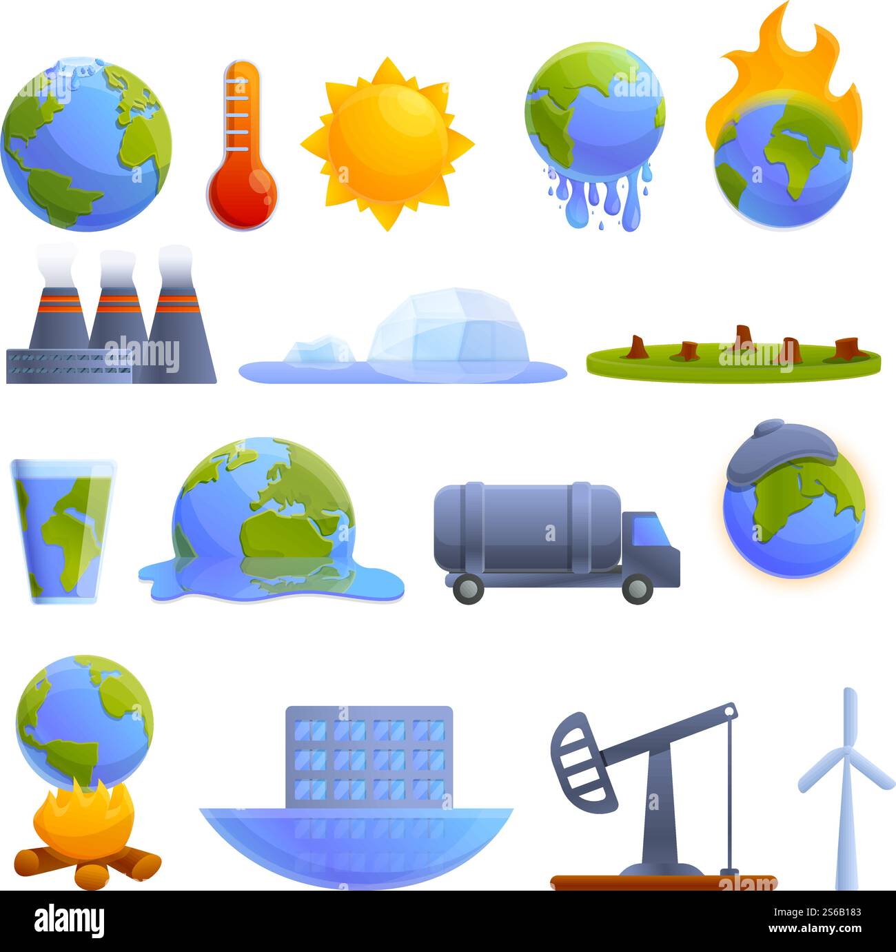Global warming icons set. Cartoon set of global warming vector icons ...