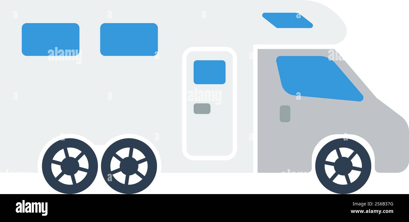 Icon Of Camping Family Caravan Car. Flat Color Design. Vector ...