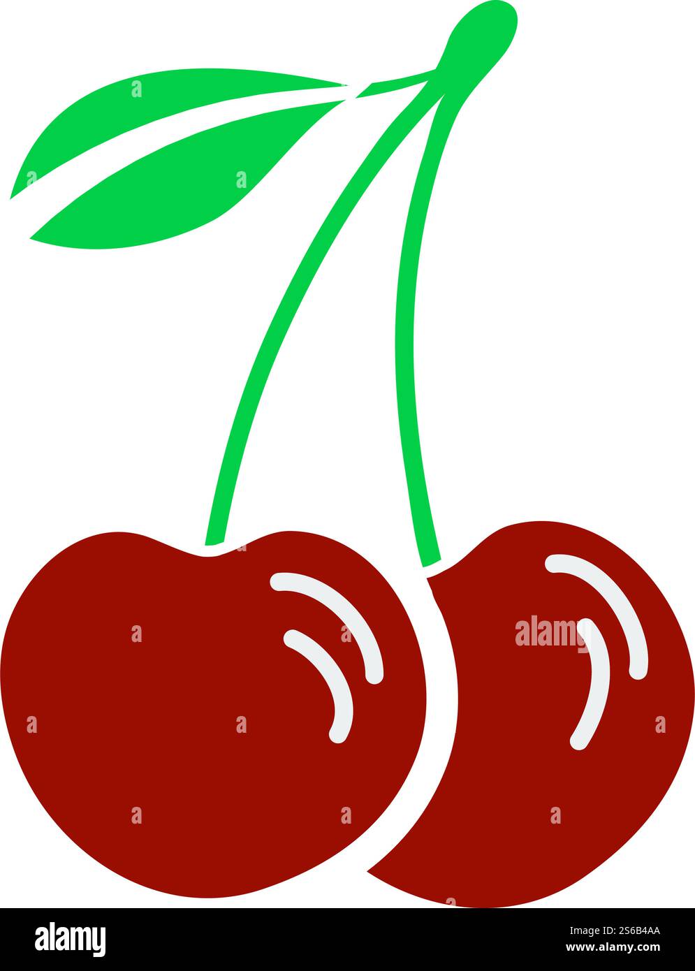 Cherry Icon. Flat Color Design. Vector Illustration Stock Vector Image ...
