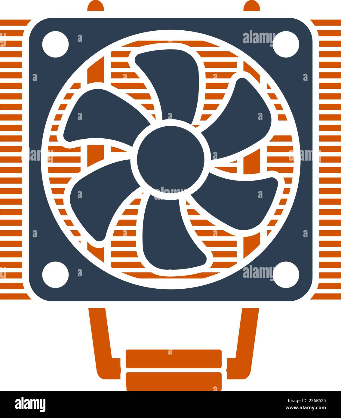 CPU Fan Icon. Flat Color Design. Vector Illustration. Stock Vector