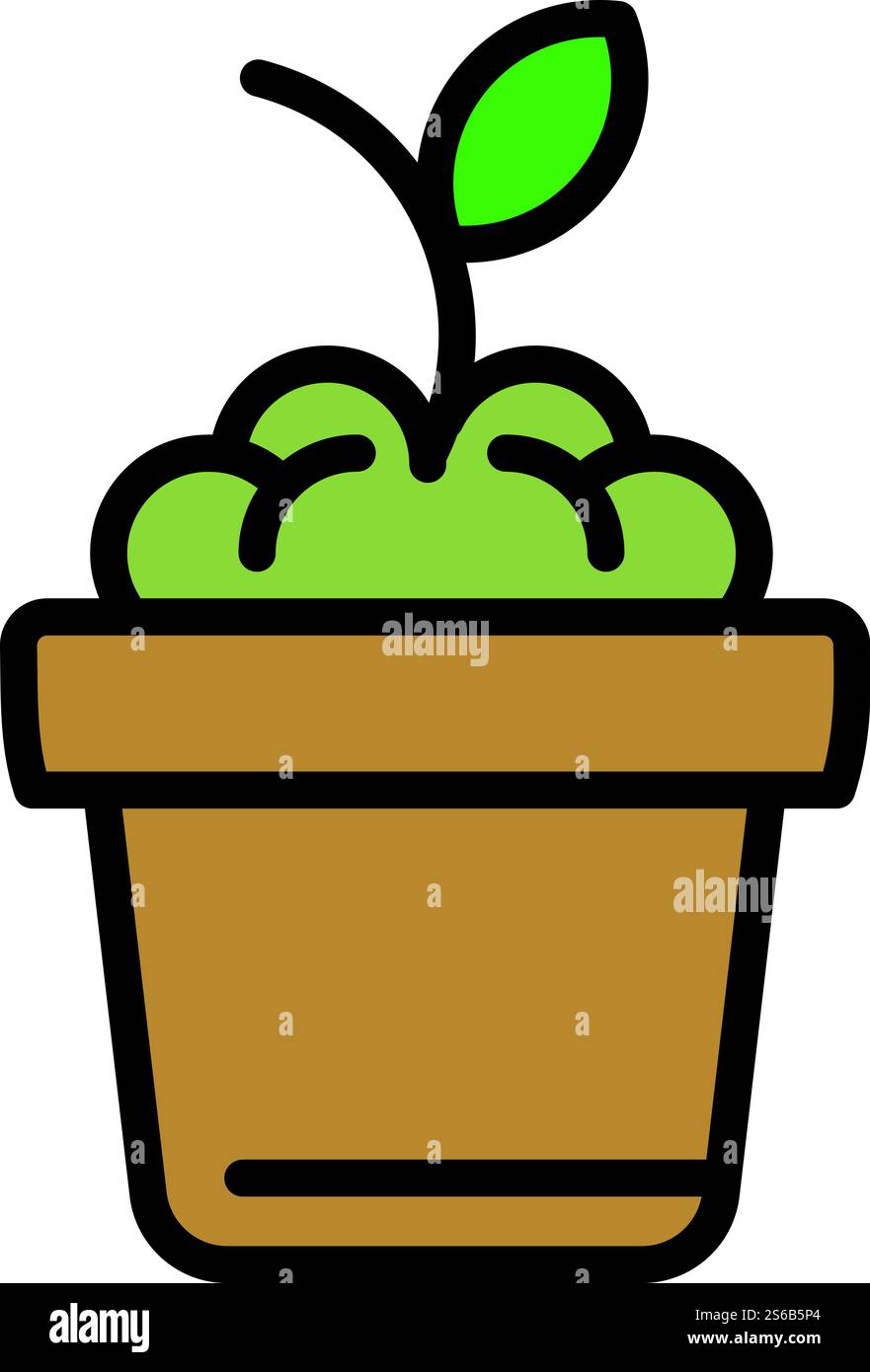 Garden grow plant pot icon. Outline garden grow plant pot vector icon ...
