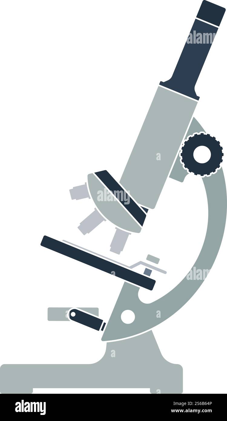 Icon Of Chemistry Microscope. Flat Color Design. Vector Illustration ...