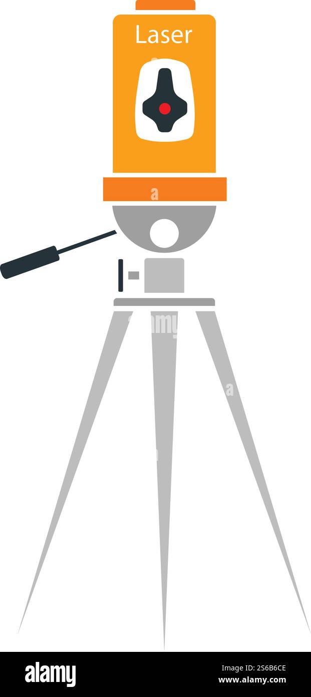 Laser Level Tool Icon. Flat Color Design. Vector Illustration. Stock Vector