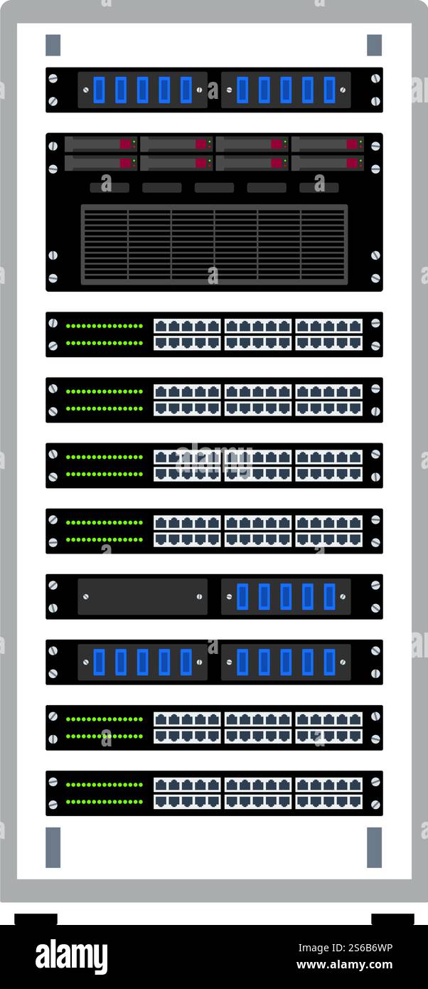 Server Rack Icon. Flat Color Design. Vector Illustration. Stock Vector