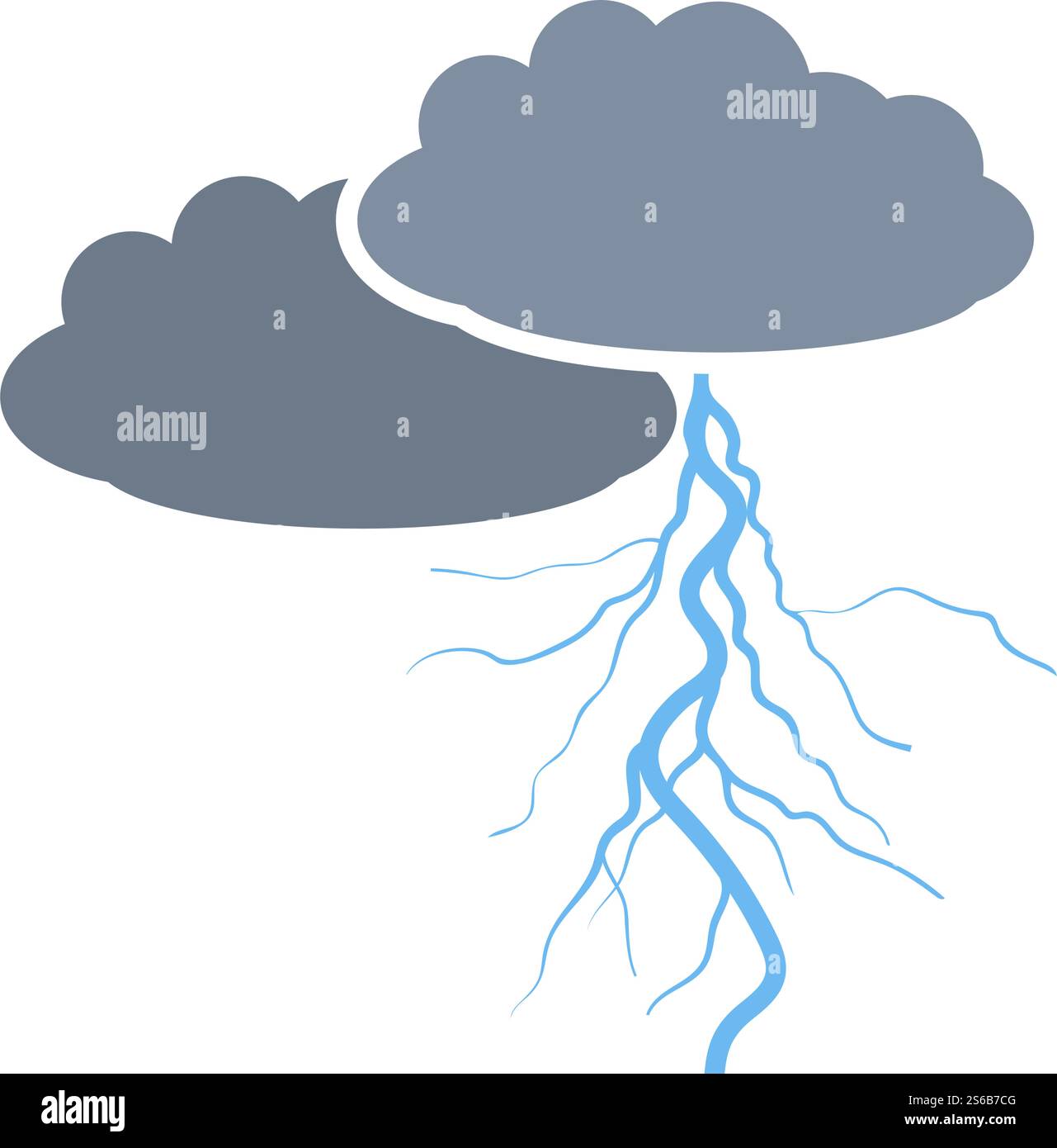 Clouds And Lightning Icon. Flat Color Design. Vector Illustration Stock ...