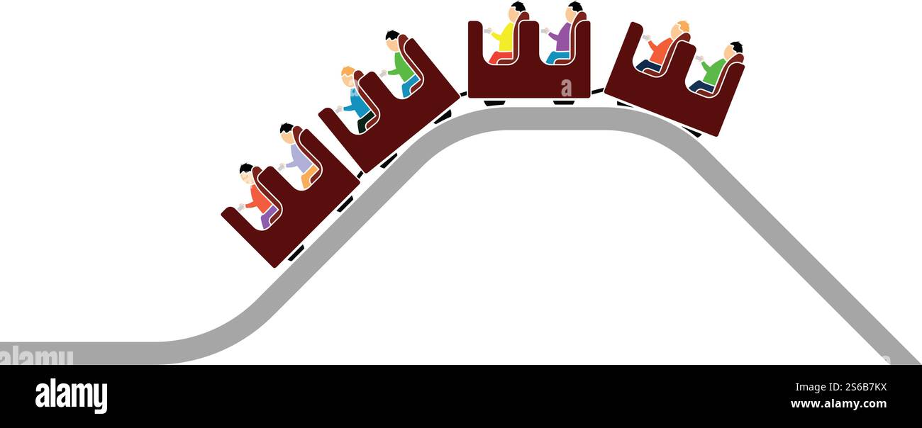 Small Roller Coaster Icon. Flat Color Design. Vector Illustration. Stock Vector