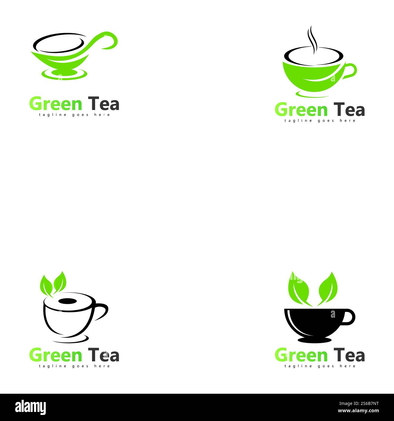 coffee shop logo template design green tea logo Stock Vector Image ...