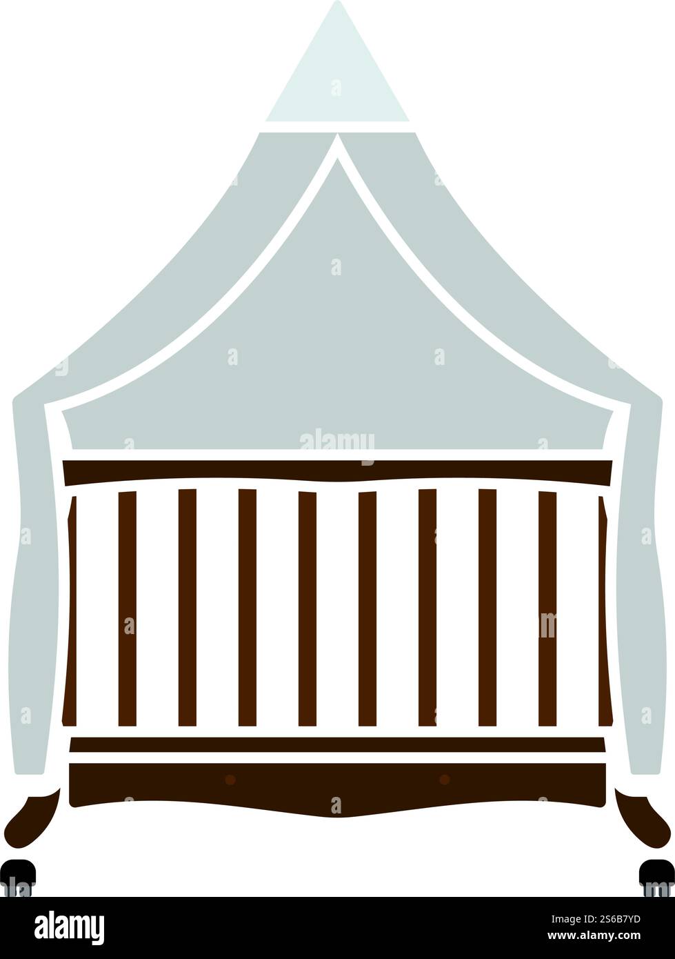 Crib With Canopy Icon. Flat Color Design. Vector Illustration. Stock Vector