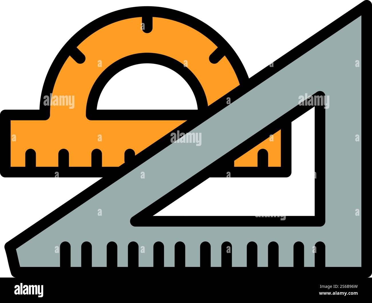 Protractor angle ruler icon. Outline protractor angle ruler vector icon ...