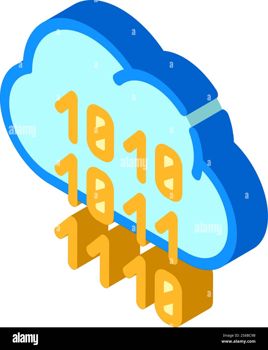 programming binary code cloud storage isometric icon vector. programming binary code cloud storage sign. isolated symbol illustration. programming binary code cloud storage isometric icon vector illustration Stock Vector