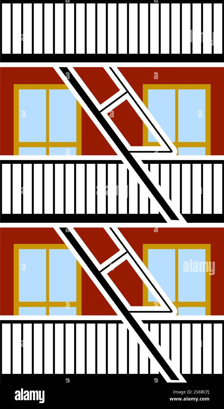 Emergency Fire Ladder Icon. Flat Color Design. Vector Illustration. Stock Vector