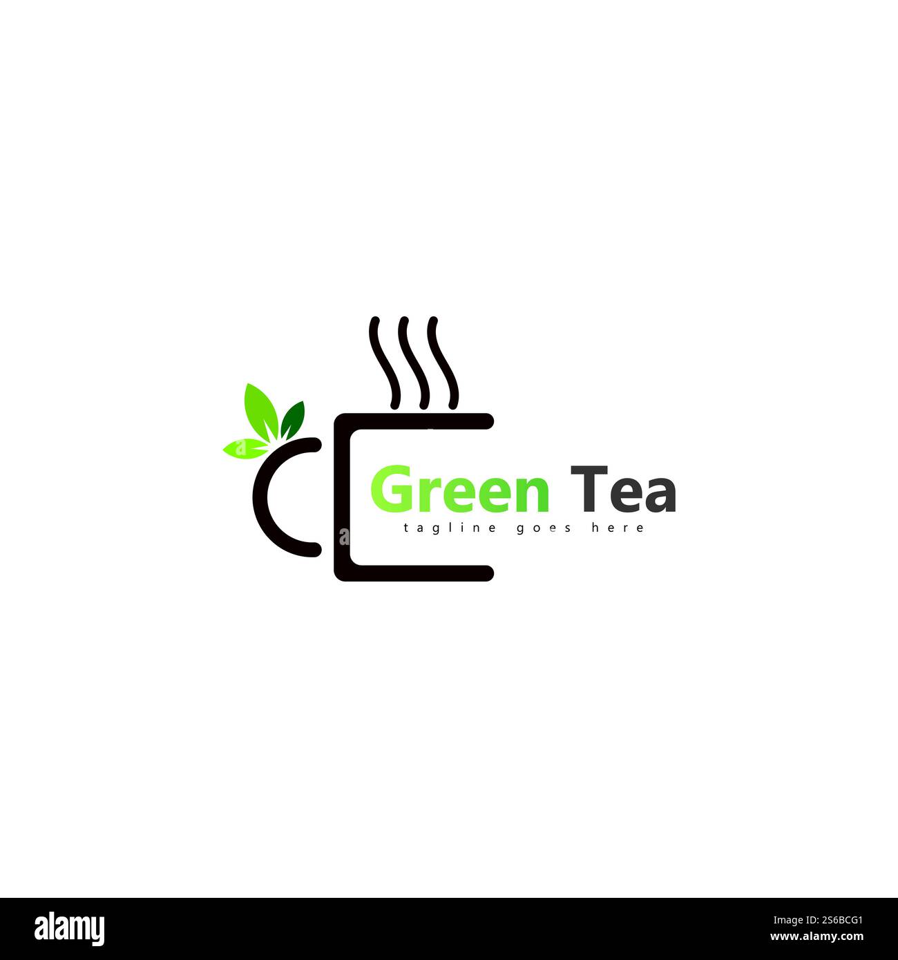 coffee shop logo template design green tea logo Stock Vector Image ...
