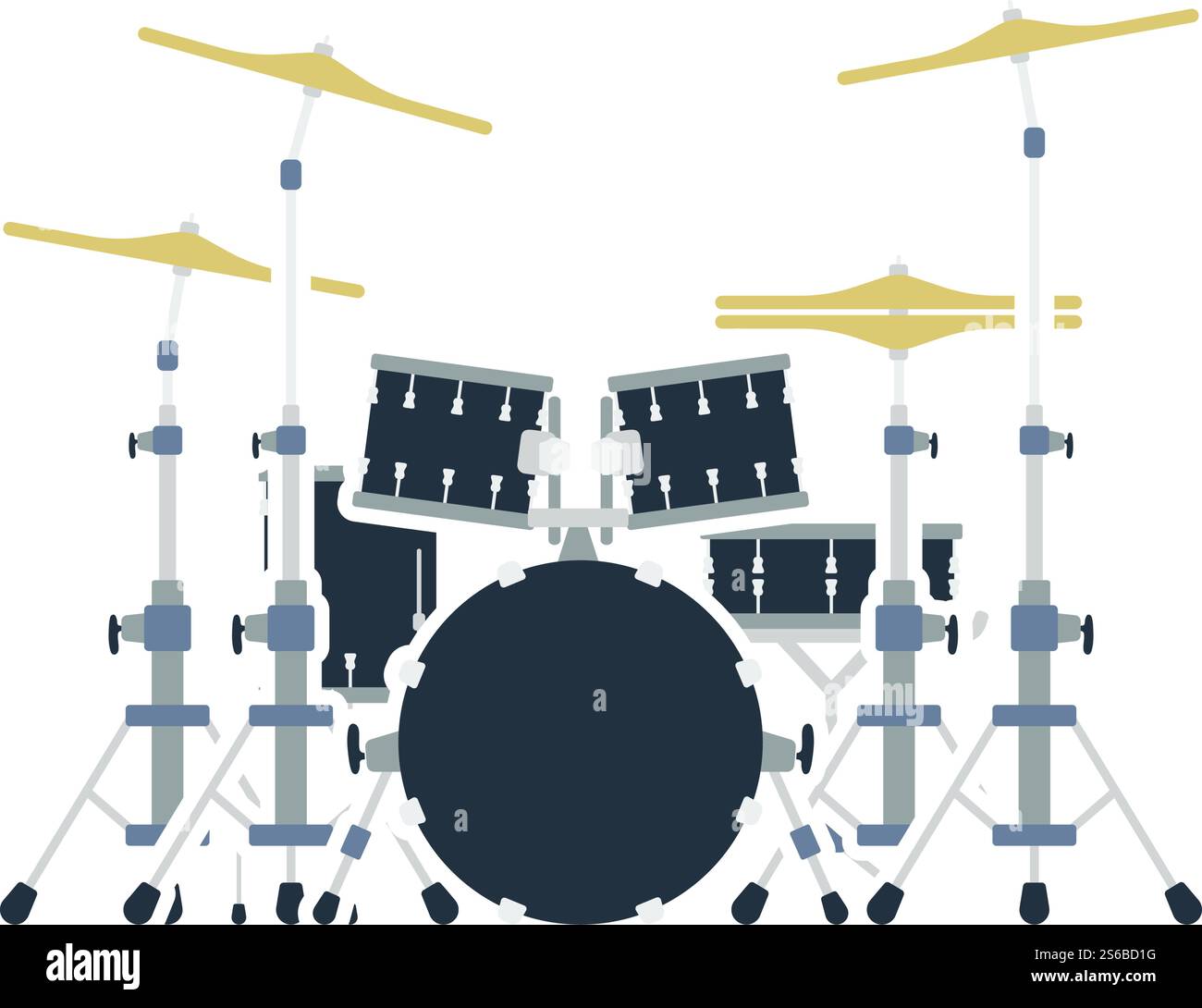 Drum Set Icon. Flat Color Design. Vector Illustration Stock Vector ...