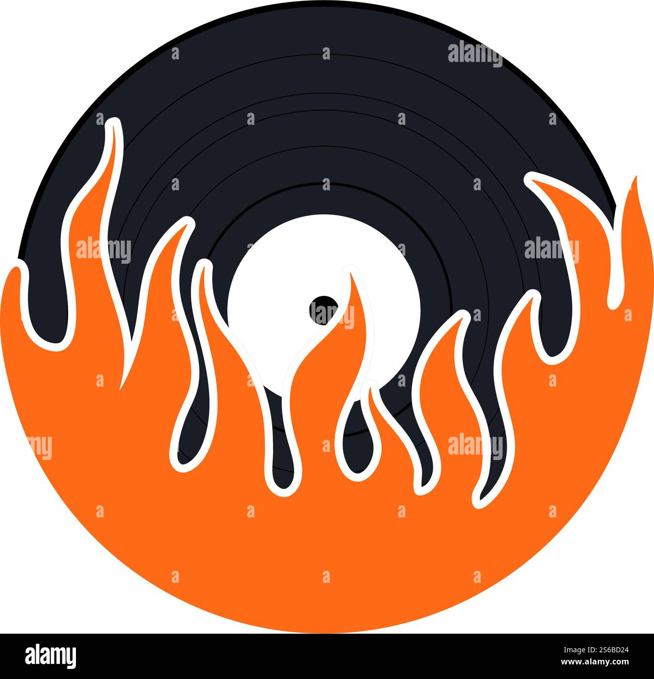 Flame Vinyl Icon. Flat Color Design. Vector Illustration. Stock Vector
