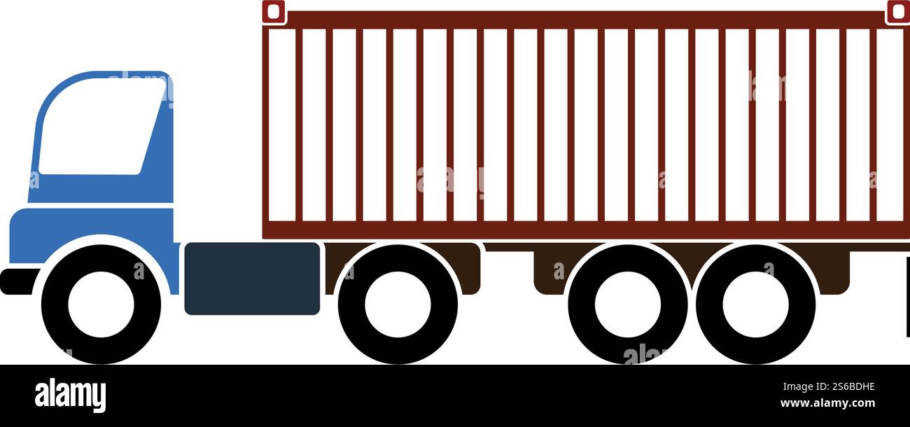 Container Truck Icon. Flat Color Design. Vector Illustration Stock ...