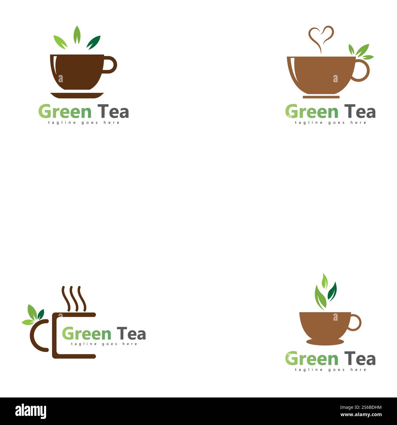 coffee shop logo template design green tea logo Stock Vector Image ...