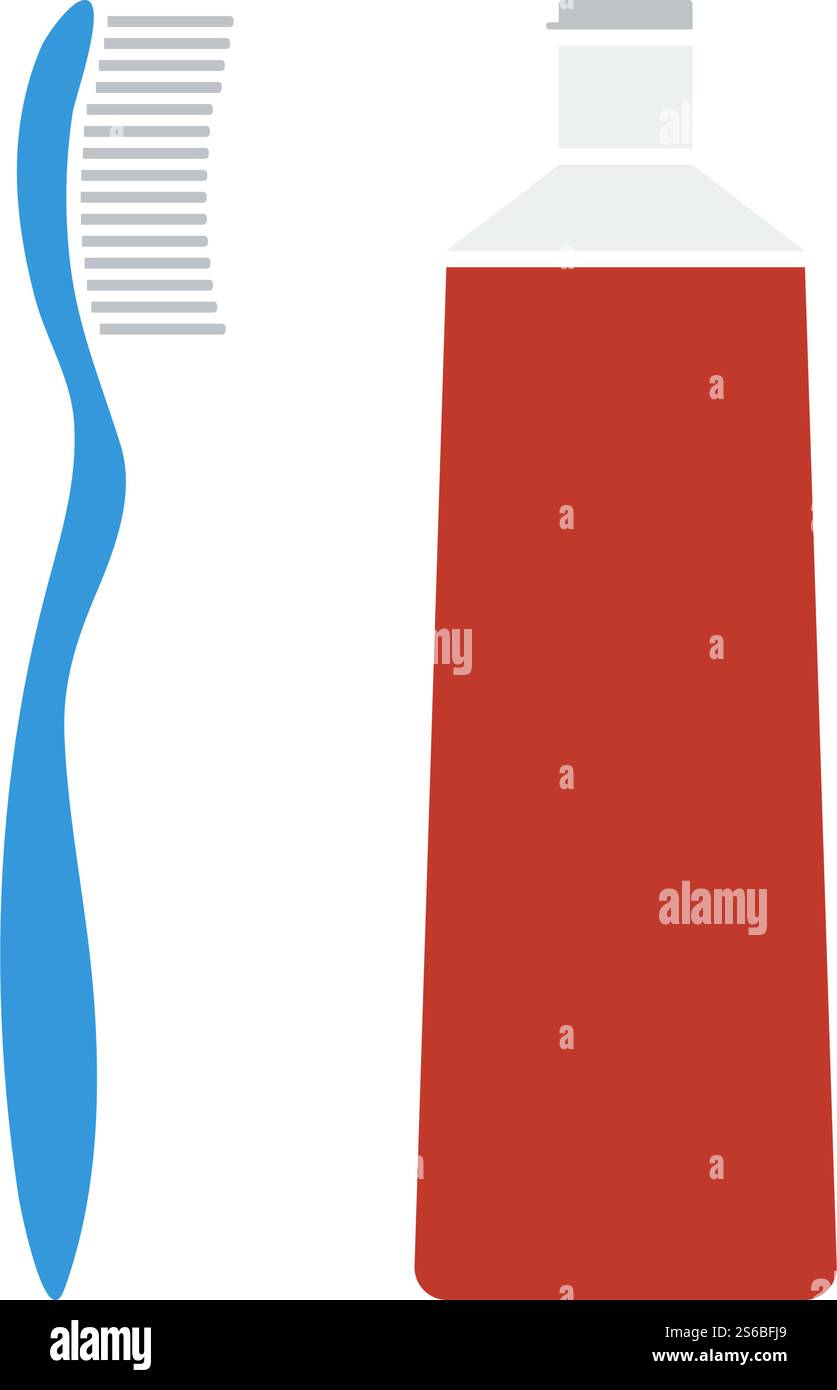 Toothpaste And Brush Icon. Flat Color Design. Vector Illustration Stock ...