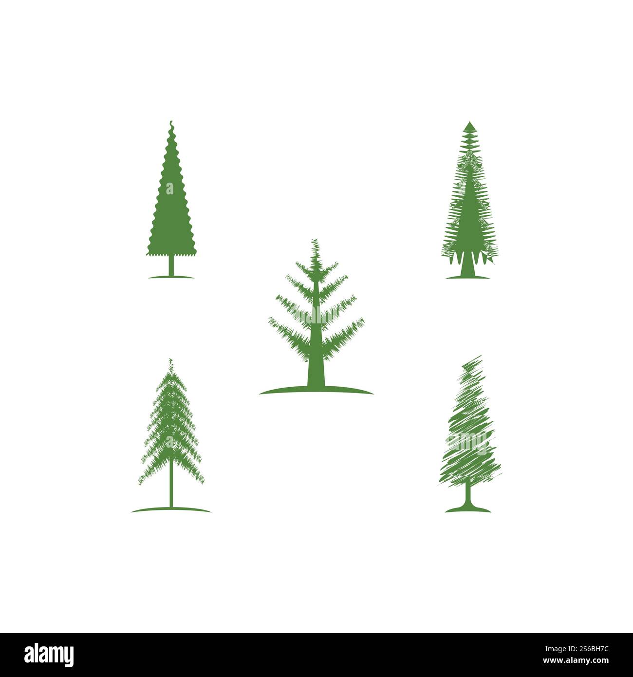 Set Pine tree ilustration logo vector design Stock Vector