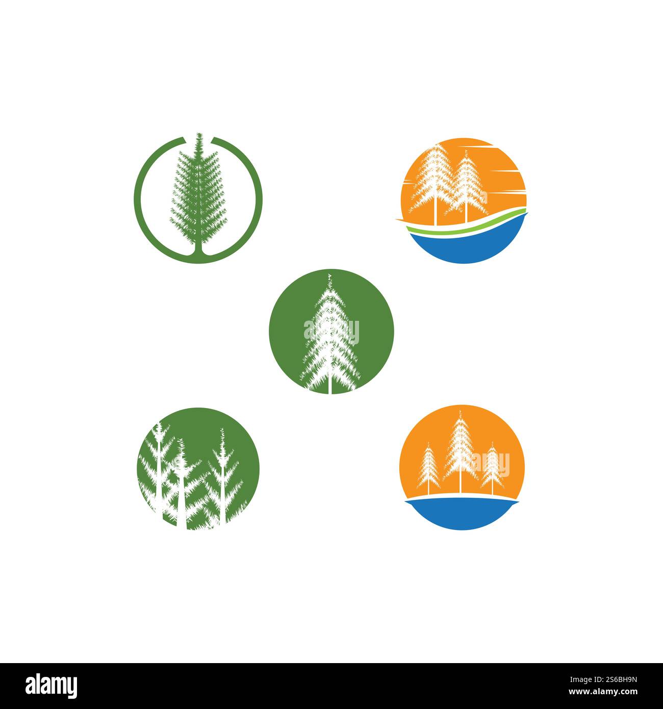 Set Pine tree ilustration logo vector design Stock Vector