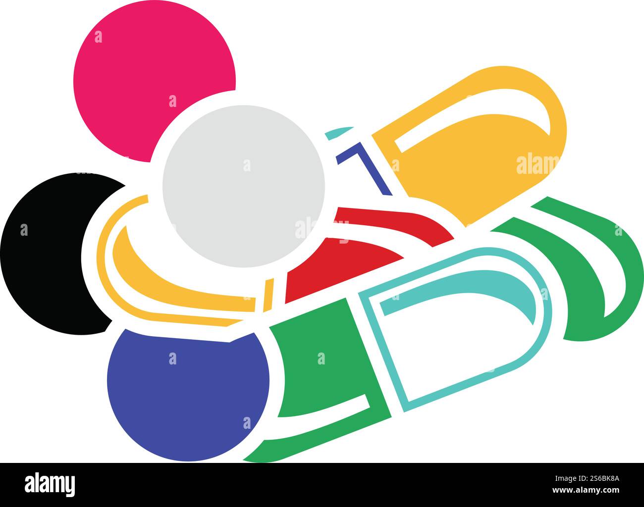 Pill And Tabs Icon. Flat Color Design. Vector Illustration. Stock Vector
