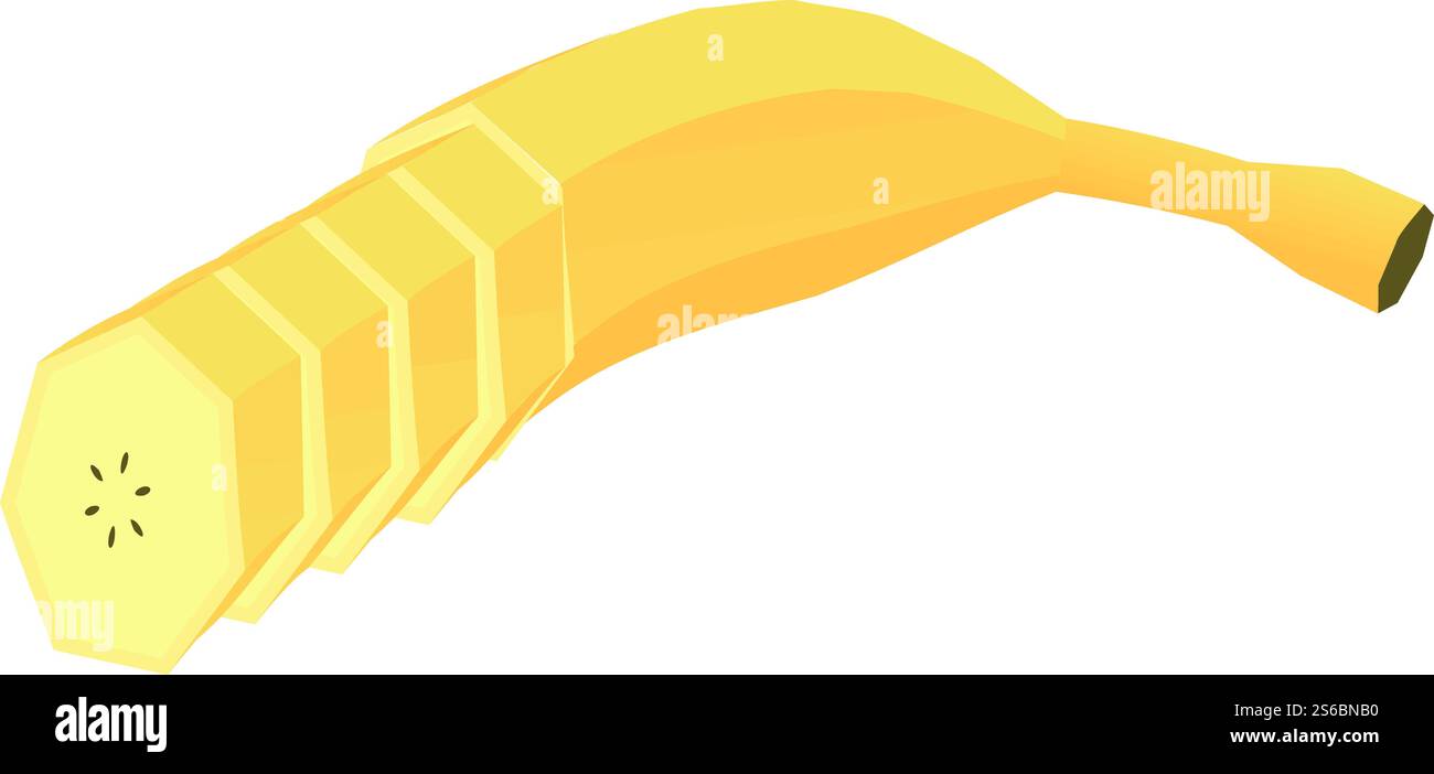 Cutted banana icon. Isometric of cutted banana vector icon for web design isolated on white background. Cutted banana icon, isometric style Stock Vector