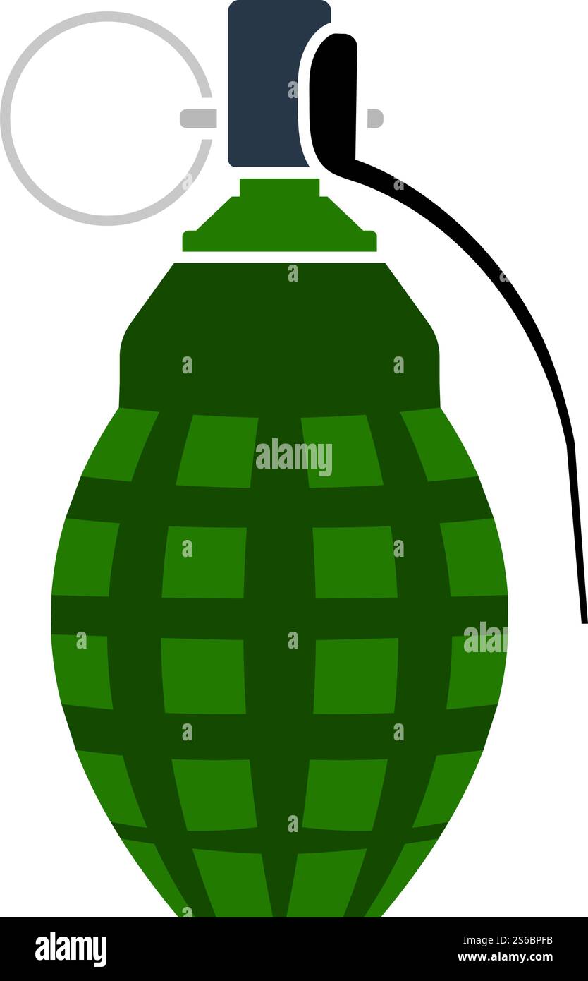 Defensive Grenade Icon. Flat Color Design. Vector Illustration. Stock Vector