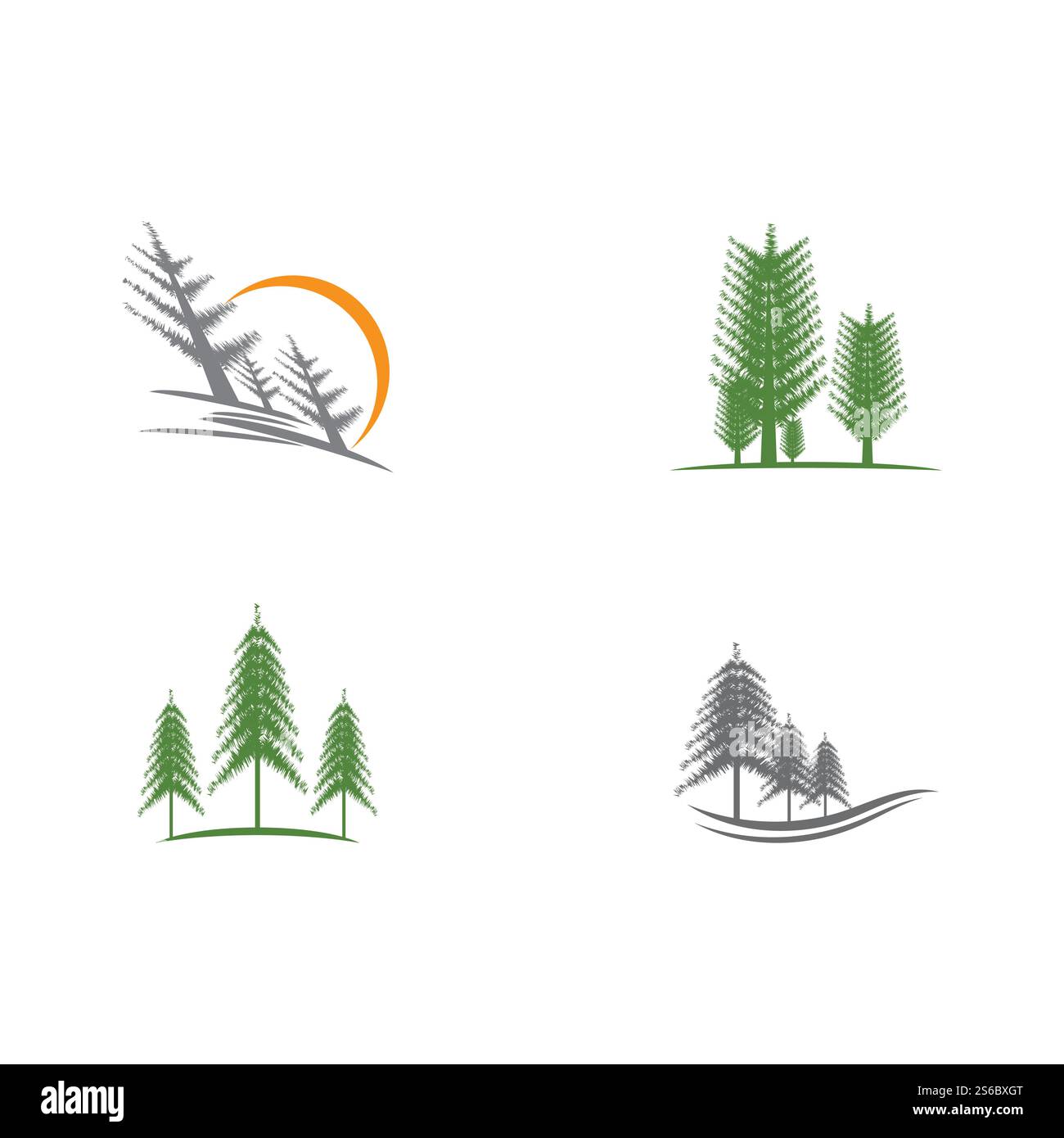 Set Pine tree ilustration logo vector design Stock Vector