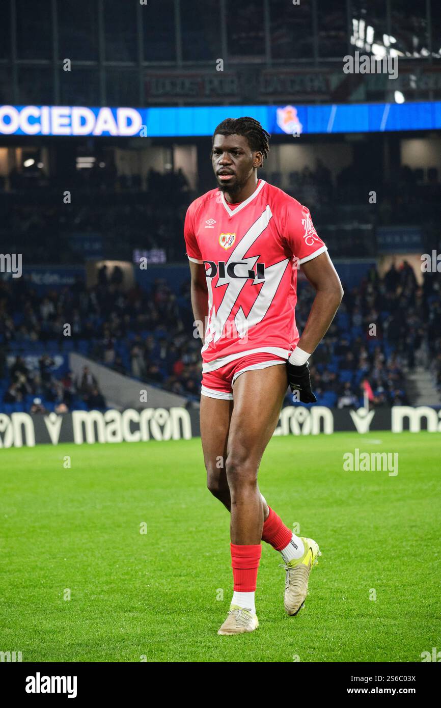 Donostia / San Sebastián, Gipuzkoa, Spain - 16th January 2025: Randy Nteka before Real Sociedad vs Rayo Vallecano match, part of Spain's Copa del Rey, held at Reale Arena Stadium. Credit: Rubén Gil/Alamy Live News. Stock Photo