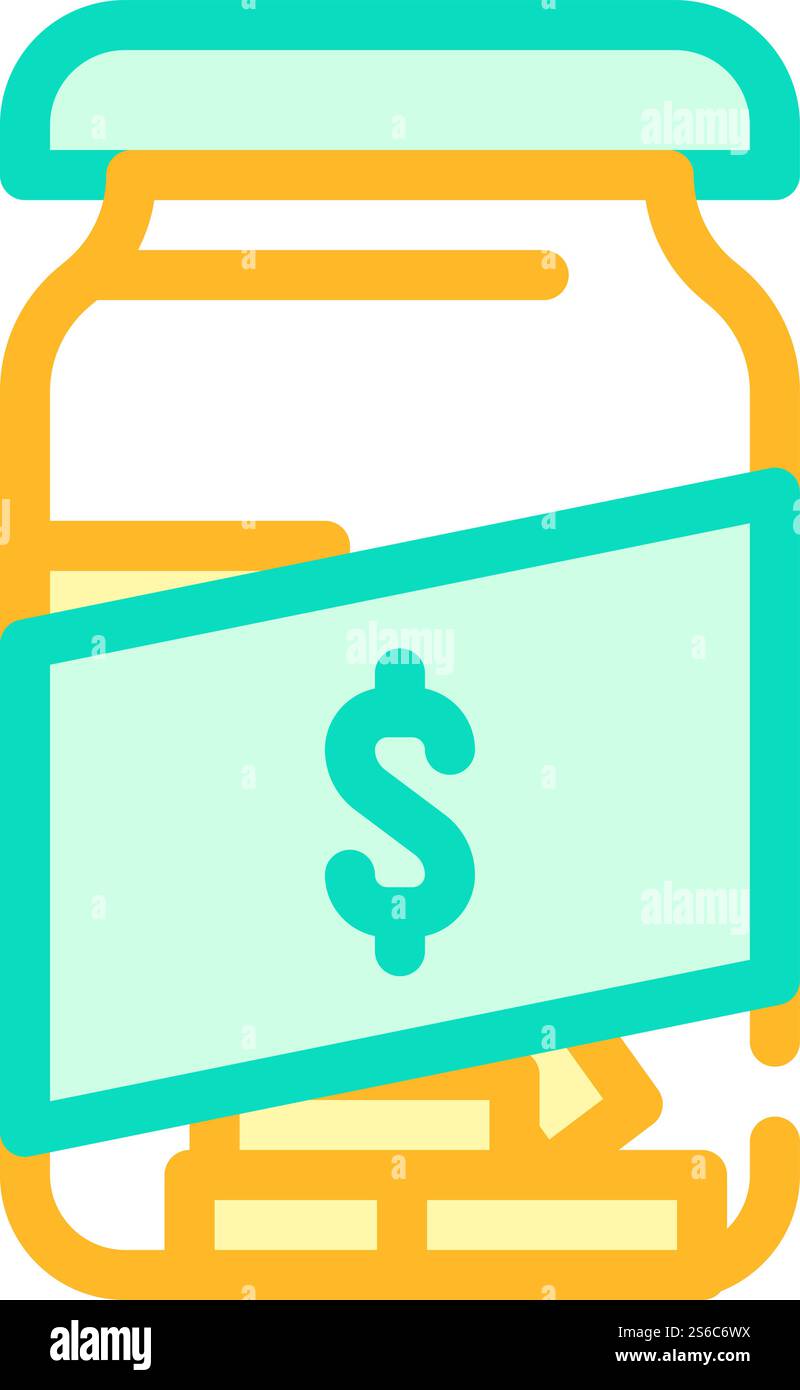 money box with coins color icon vector. money box with coins sign ...