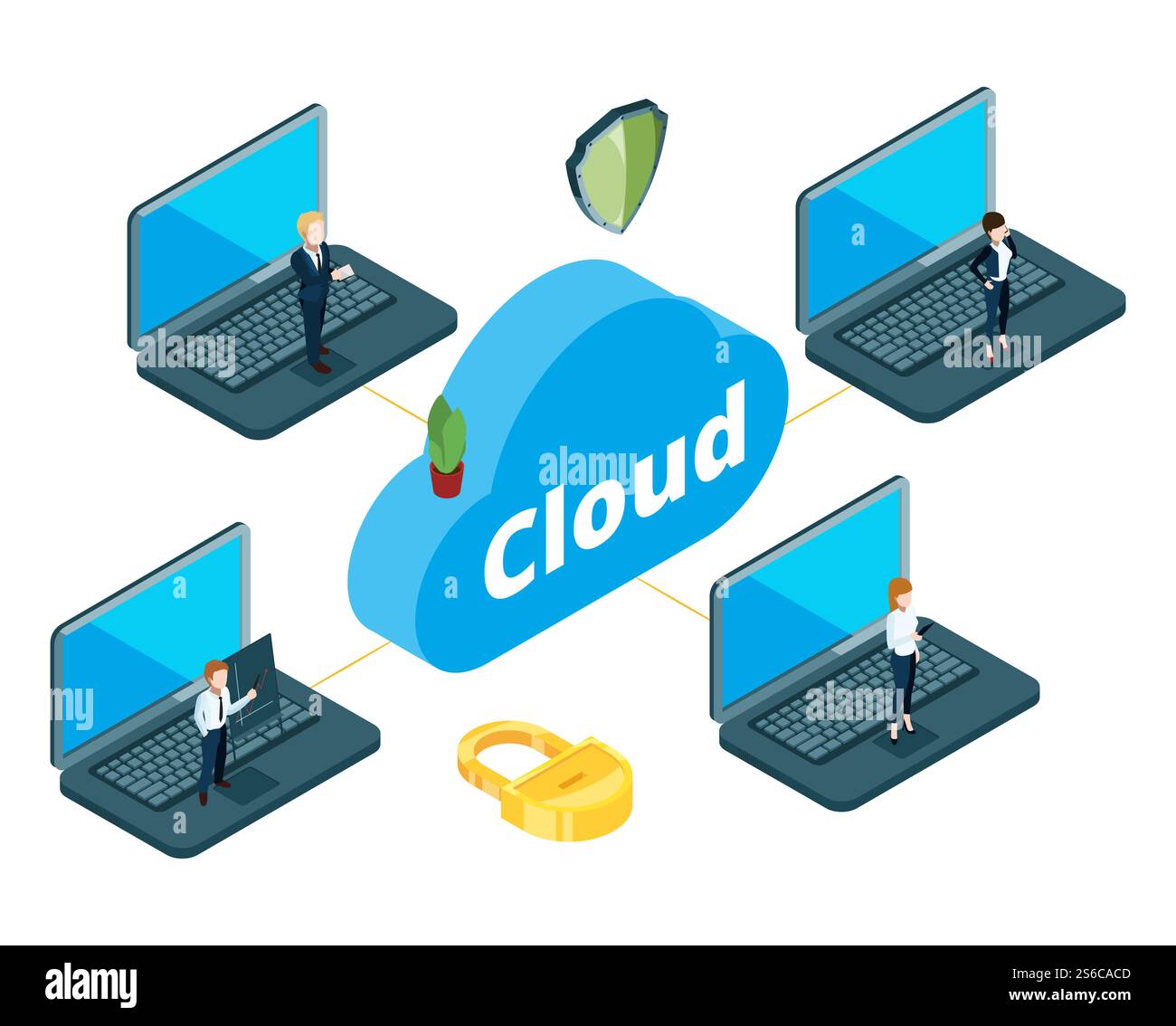 Information transfer concept. Isometric cloud storage. Vector business ...