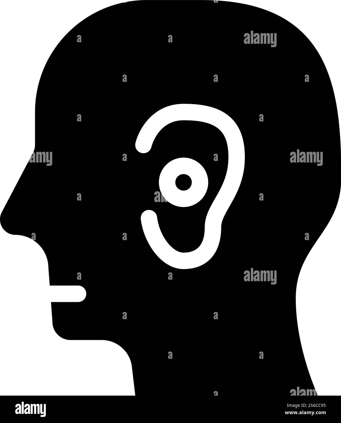 plastic surgery, ear loss glyph icon vector. plastic surgery, ear loss ...