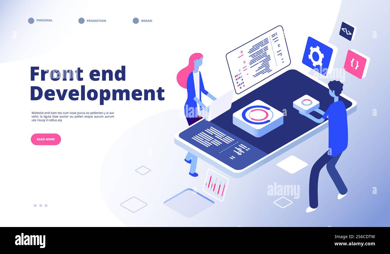 Front end development. Programmer develop computer website interface ...